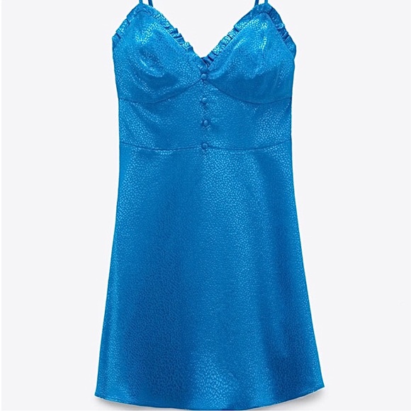 💎 ZARA Satin Effect mini dress in Electric Blue - Picture 5 of 13